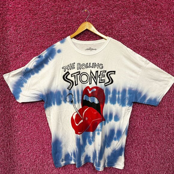 The Rolling Stones Nailed Hot Lips Blue Tie Dye 2x - Picture 1 of 5